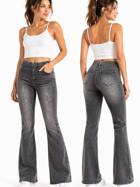 Mud Pie Denim - Mud Pie Gray Washed Flare Jeans